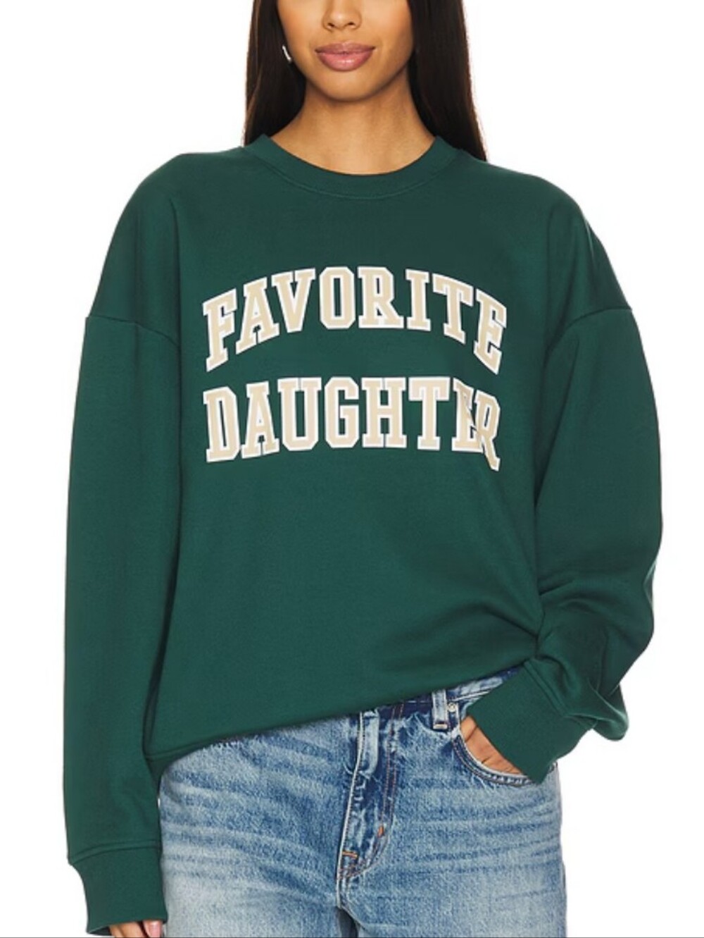 Favorite Daughter COLLEGIATE Crewneck Sweatshirt with Cream Lettering